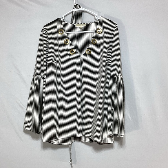 Michaels Black and White Striped Blouse - Picture 3 of 11